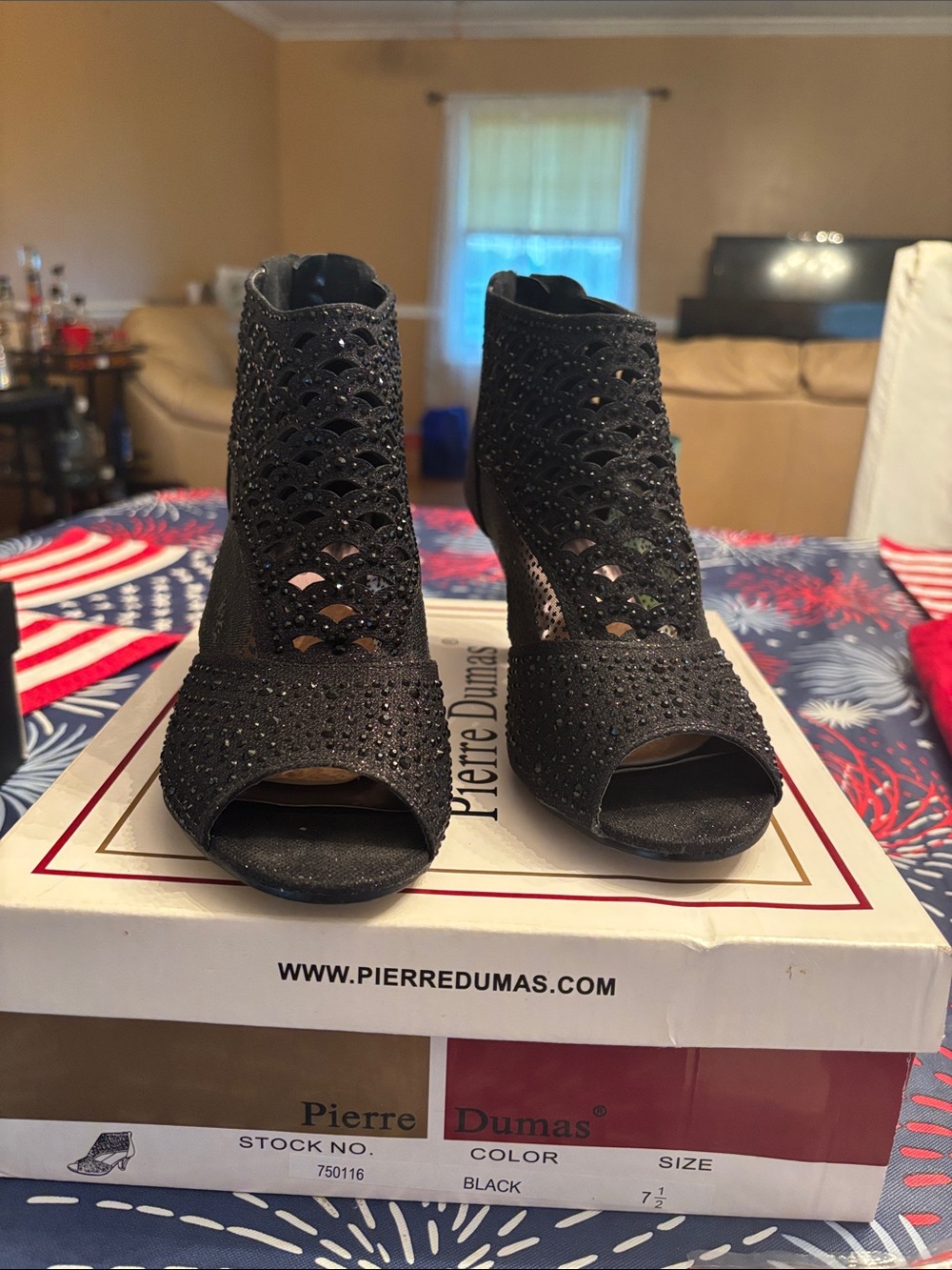 Pierre Dumas Black Sparkle Cutout Peep-Toe Booties